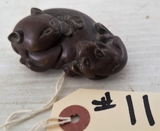 Small Bronze Cat Paperweight