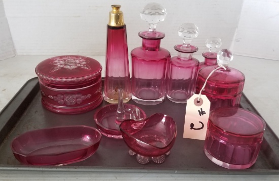 Ten (10) Pcs. of Ruby Red Glass