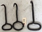 Three (3) Metal Hay Hooks