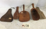 Five (5) Early Wooden Sccraper and Scoops
