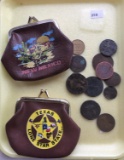 2 VINTAGE PURSES(CHANGE), CULL LOT OF COINS, SOME OLD
