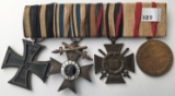 FOUR (4) WWI MEDALS ON MEDAL BAR