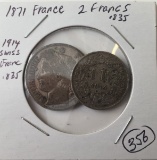 1871 FRANCE 2 FRANCS .835,