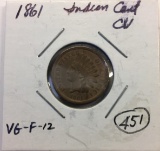 1861 INDIAN CENT. KEY COIN