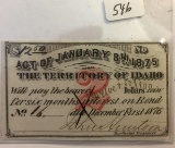 IDAHO TERRITORY. 1875 $12.50 INTEREST