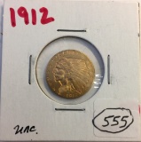 1912 US $2 1/2 GOLD INDIAN QUARTER EAGLE