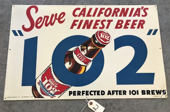 Serve California's Finest Beer Brew 102 Metal Sign