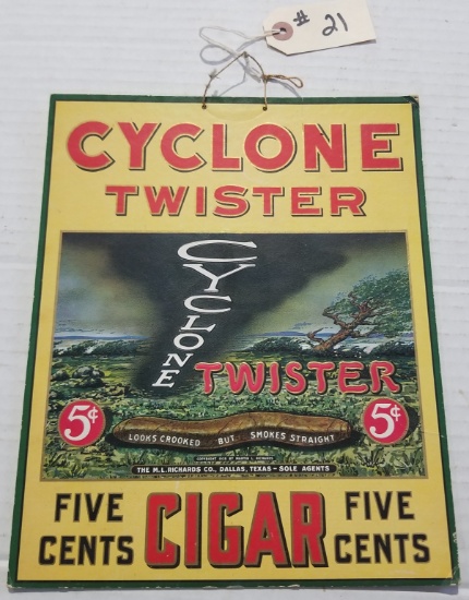 Cyclone Twister embossed cardboard sign