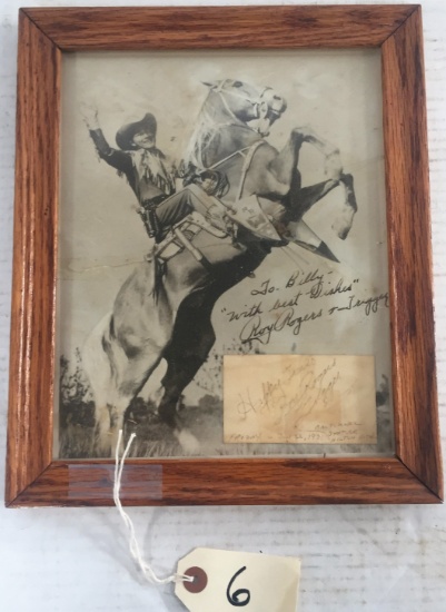 "ROY ROGERS AND TRIGGER" PICTURE IN FRAME W/SMALL PAPER INSIDE.