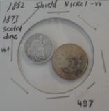 SHIELD NICKEL & SEATED DIME
