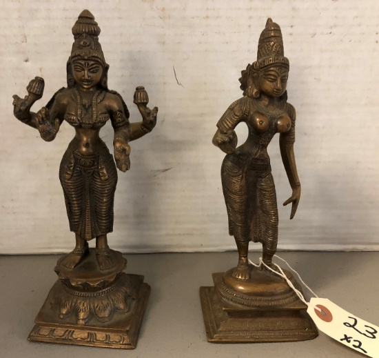 Pair of Hindu or Indian Female Deity Statues