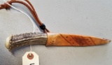 Handmade Fixed Blade Knife with Antler Handle