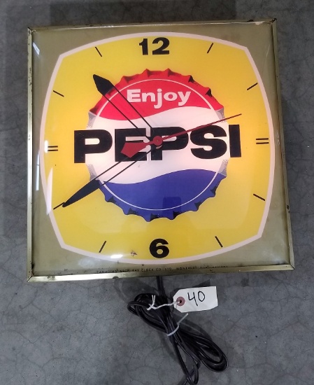 Vintage Glass Front Pepsi Clock