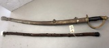 Vintage Sword & Scabbard and Wooden Cane