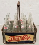 Vintage Metal Pepsi Crate with Bottles