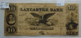 1850 $10 Note from The Lancaster Bank, Pa