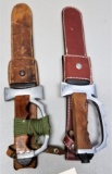 Pr of Fixed Blade Knives with Leather Sheaths