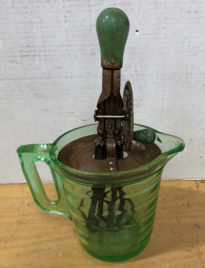 Antique Green Hand MIxer Measuring Cup