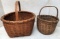 Pr Oak Baskets with Wooden Handles