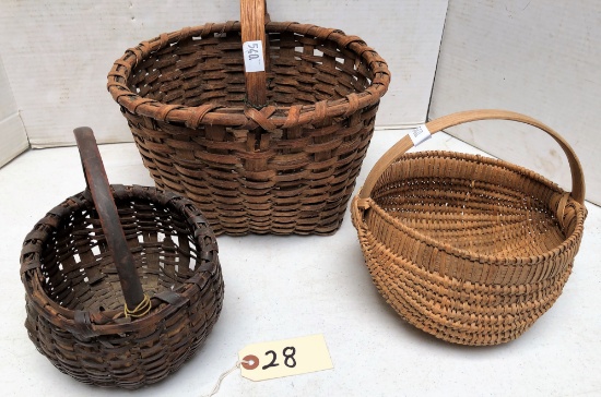 Oak Baskets with Wooden Handles