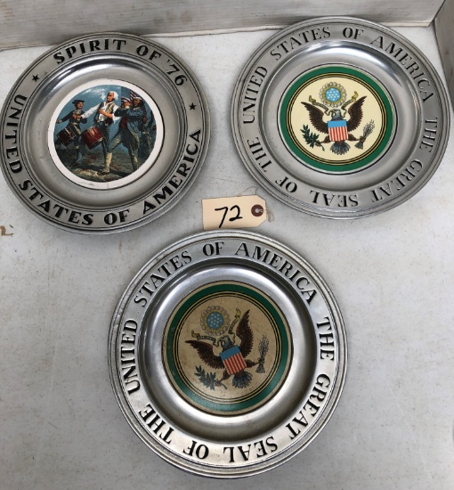 3 Wilton Pewter Plates