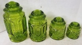 4 Green Moon & Star Canisters