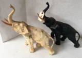 2 Metal Painted Elephants