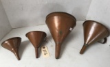 Set of 4 Early Copper Funnels