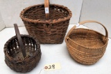 Oak Baskets with Wooden Handles