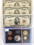 3, $5 BILLS.
