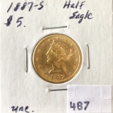 1887-S LIBERTY GOLD