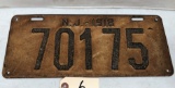 1918 N.J. License Plate