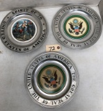 3 Wilton Pewter Plates