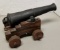 Large Unmarked Cannon on Wooden Base