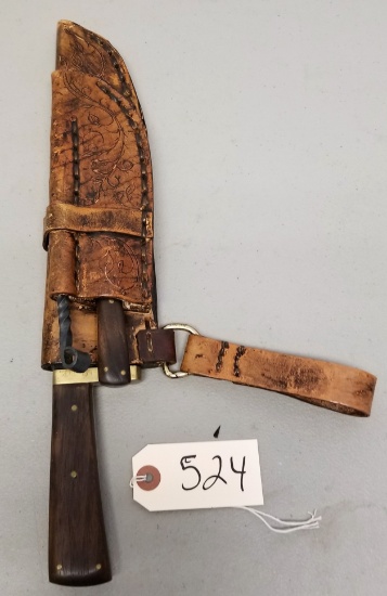 "ML" Handmade 3-Piece Knife Set in Leather Sheath