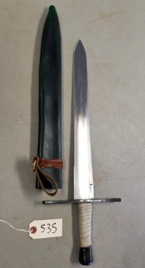 26" Sword in Green Leather Sheath marked "Nelo"