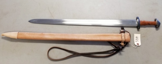 40" Hand Forged Sword in Leather Sheath