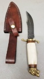 Custom Damascus Steel Fixed Blade Knife in Sheath