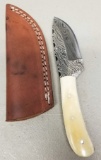 Custom Damascus Steel Fixed Blade  Knife in Case