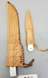 Pair of Fixed Blade Knives in Leather Sheaths