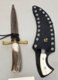 Pair of Fixed Blade Knives in Leather Sheaths