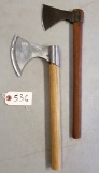 Pair of Handmade Tomahawks with Wooden Handles