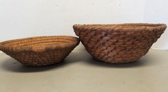 Pair of Primitive Rye Baskets