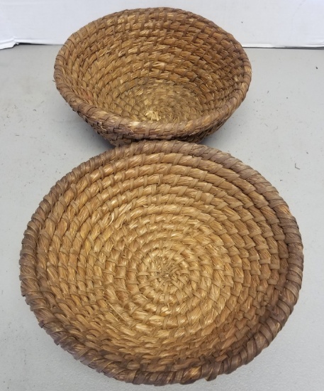 Pair of Primitive Rye Baskets