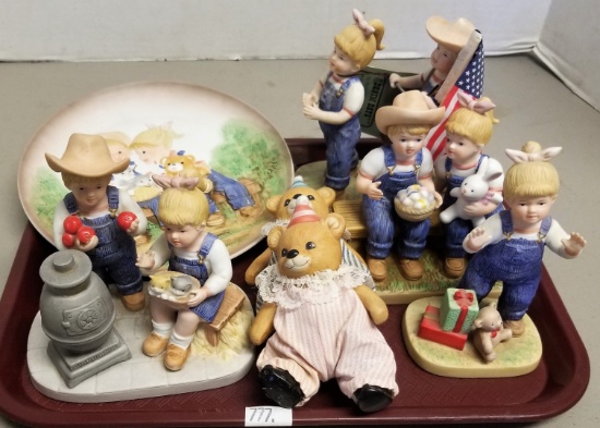 8 Assorted Denim Days Figurines, Bears & Plate