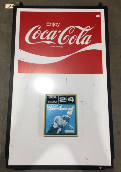 "Coca-Cola" Metal Sign w/ Plastic Cigarette Board