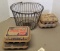 Primitive Wire Egg Basket and Vintage Egg Cartons