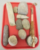TRAY OF TOMAHAWK STONE FOSSILS