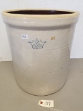 STONEWARE CROCK WITH BLUE PAINTED CROWN,