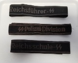 (3) German SS Sew on Arm Bands